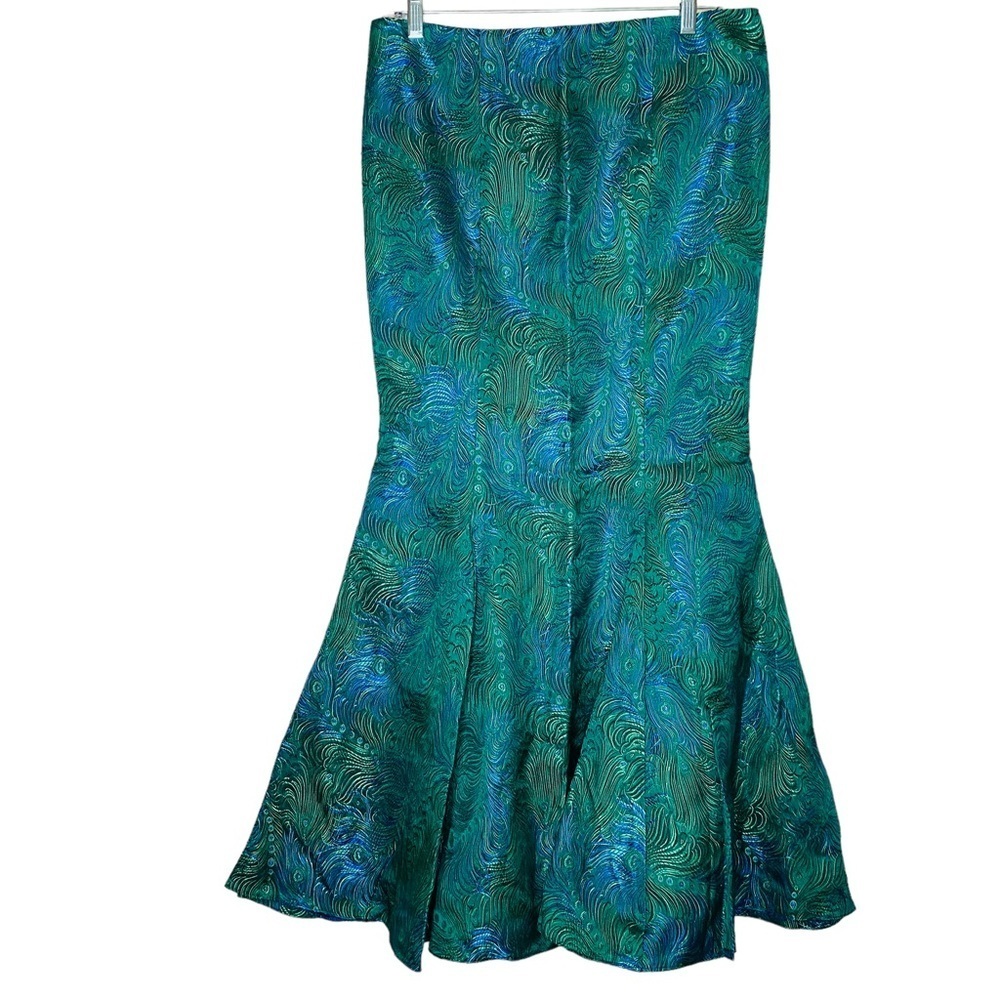 NEW Floor Length Mermaid Maxi Skirt Peacock Dark Blue Green